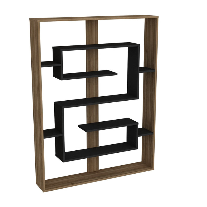könyvespolc Esteban - Walnut, Black-VASBÚTOR
