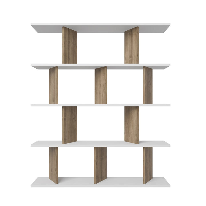 könyvespolc Grace - White, Walnut-VASBÚTOR