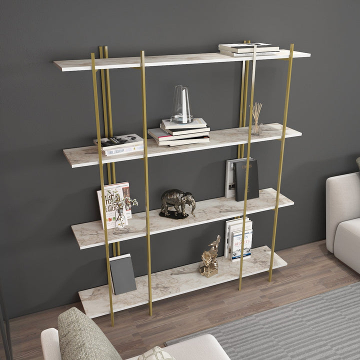 könyvespolc Moss - White, Gold-VASBÚTOR
