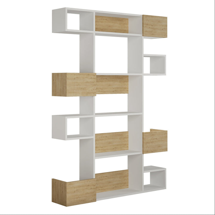 könyvespolc Niho - White, Oak-VASBÚTOR