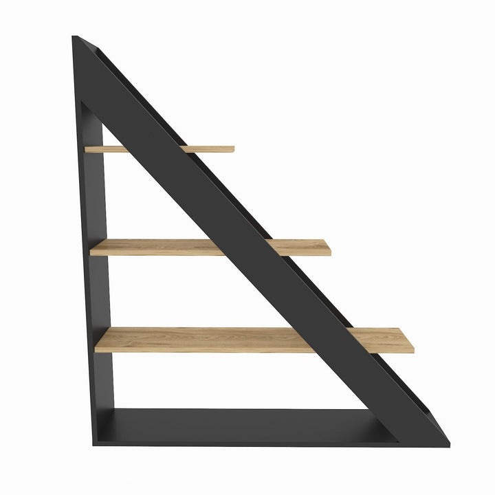 könyvespolc Pisagor - Black, Oak-VASBÚTOR