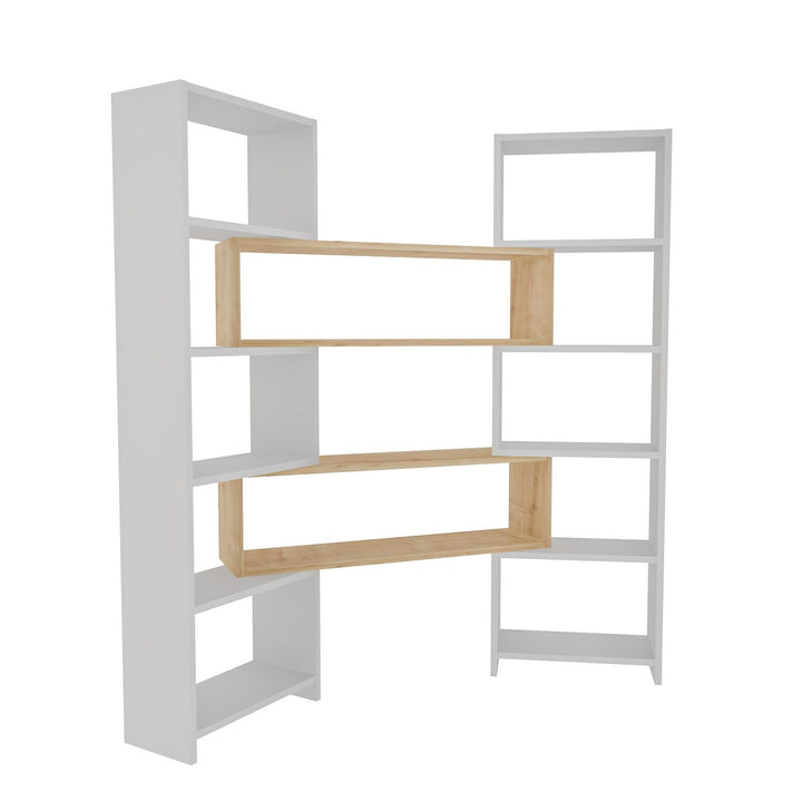 könyvespolc Poyraz - White, Oak-VASBÚTOR