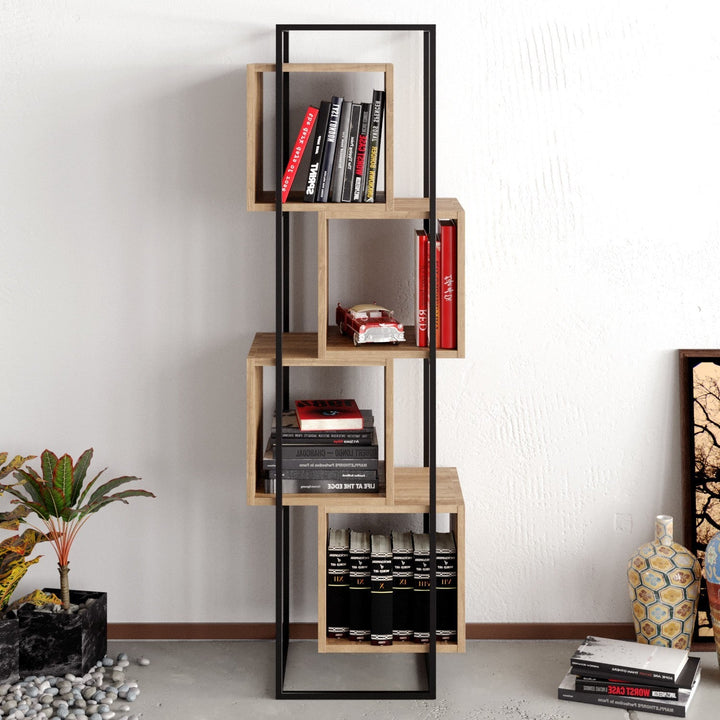 könyvespolc Prada - Walnut, Black-VASBÚTOR