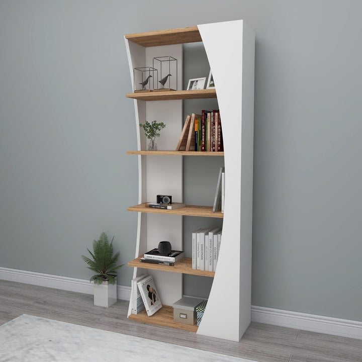 könyvespolc Selge - Atlantic Pine, White-VASBÚTOR