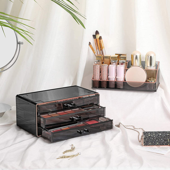 sminkrendező, kozmetikai rendszerező 3 fiókkal és 15 rekesszel-VASBÚTOR