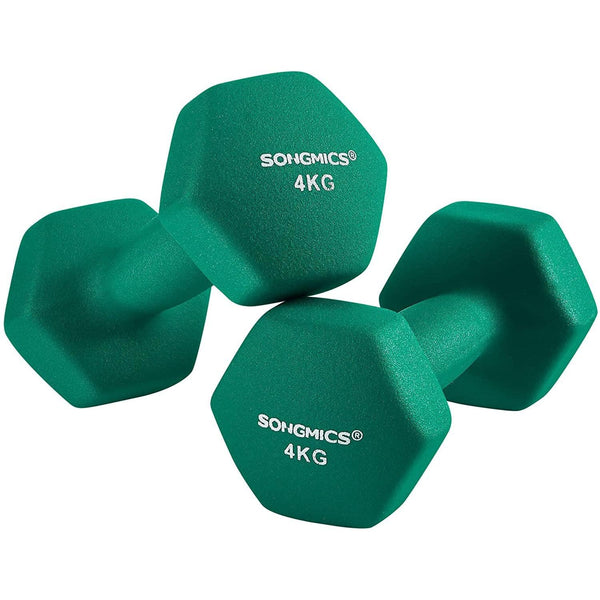 súlyzó készlet, 2 db-os súlyzó szett csúszásmentes matt felülettel 2 x 4 kg, zöld-VASBÚTOR