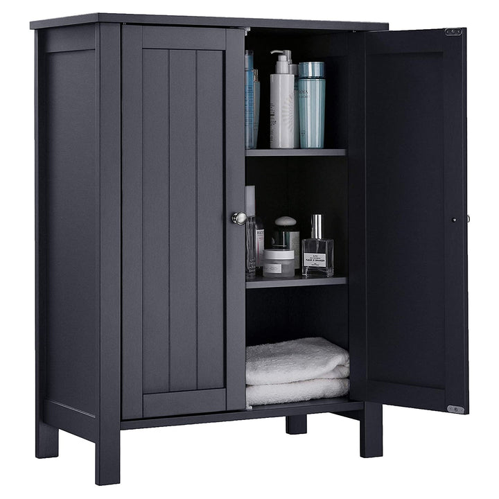 szabadon álló fürdőszobai tárolószekrény 2 ajtóval, 60 x 80 x 30 cm szürke-VASBÚTOR